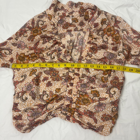 Free People Women’s I got you Printed Top Blouse Sz L Floral Long Sleeve - Picture 12 of 16